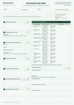 First page of the Decision Record template, unfilled.