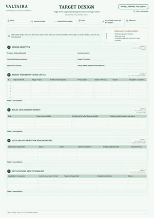 First page of the Target Design template, unfilled.