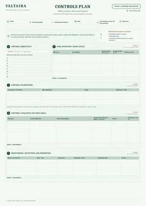 First page of the Controls Plan template, unfilled.